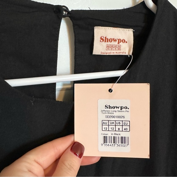Showpo. Jefferies Long Sleeve Pin Tuck Dress Black - Picture 3 of 12